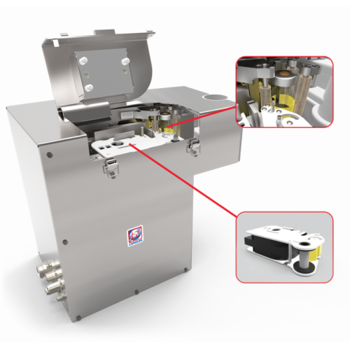 Automatic vial labeling for shielded isolators