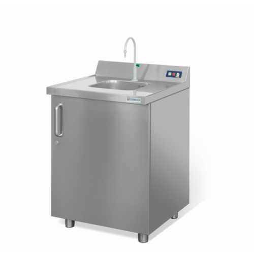 Stainless steel wash basin for radiochemistry labs