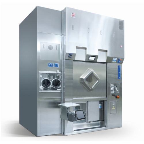 Laminar flow shielded cell for radiopharmaceutical research