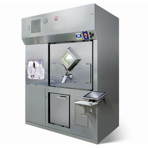 Radiopharmaceutical dispensing isolator for vials and syringes