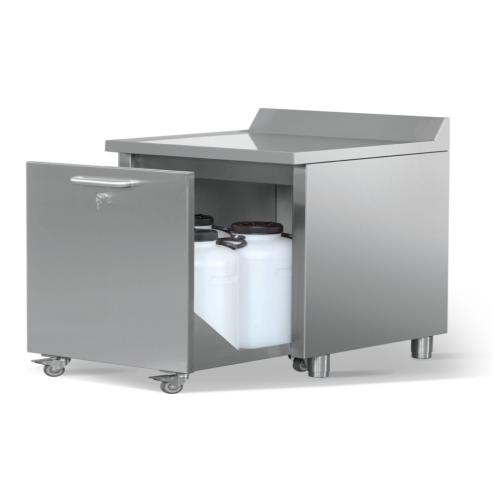 Shielded storage bench for radioactive waste