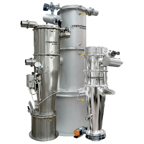 Sanitary bulk solids receiver for food and pharma
