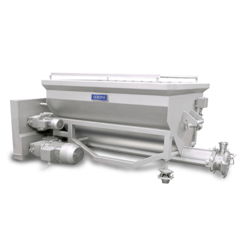 Horizontal screw loader for food processing