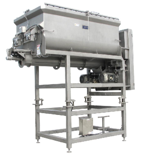 Overlapping paddle mixer for precise food processing