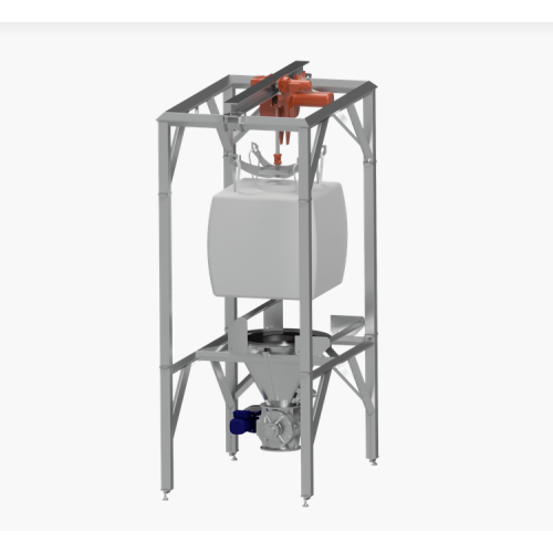 Bigbag discharge system for food, chemical, and pharmaceutical industries