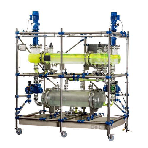 Liquid/liquid extraction mixer-settler plant