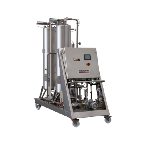 Wine stabilization using resin skid systems