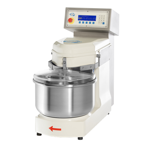 Compact spiral mixer for small-scale dough production