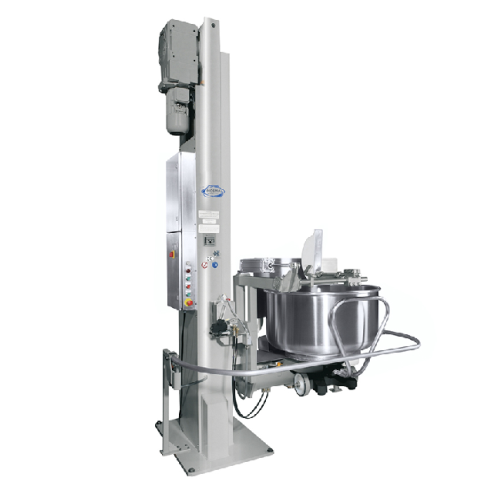 Elevator tipper for flexible dough handling