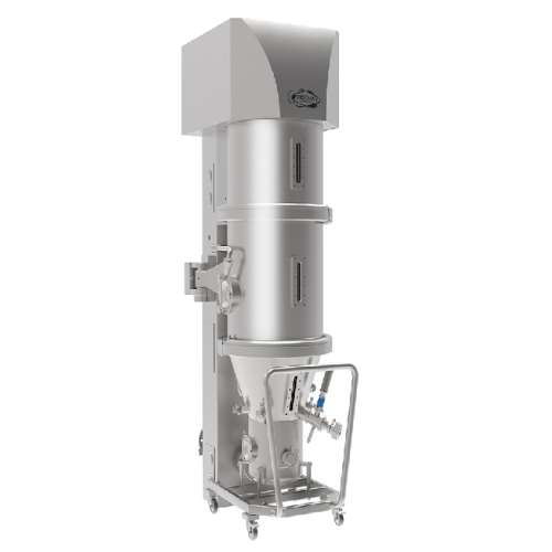 Fluid bed processor for granulating, drying, and coating in pilot scale