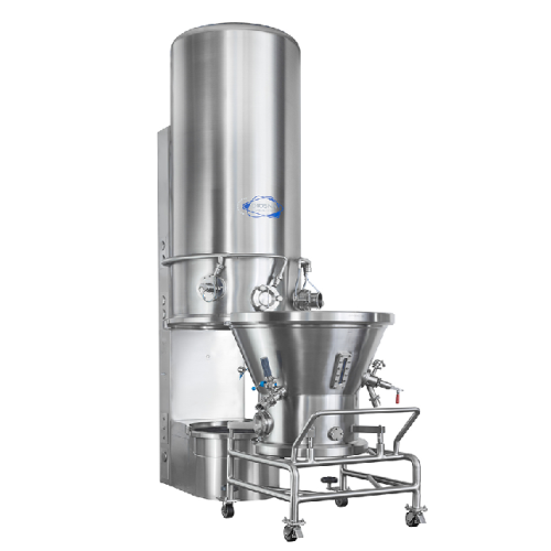 Fluid bed processor for large batch spray granulation