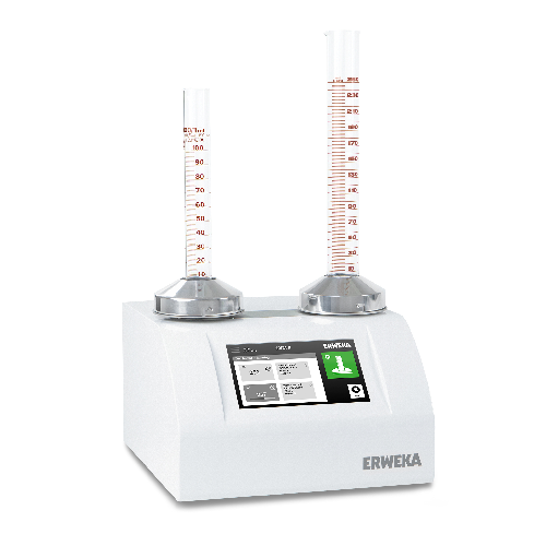 Tapped density tester for pharmaceutical and chemical powders