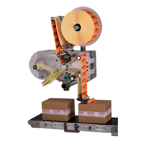 Fast labelling head for high-speed production lines