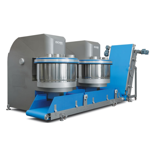 Spiral mixers with bottom discharge system