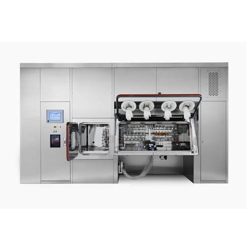 Sterility test isolator for injectables and sterile powders