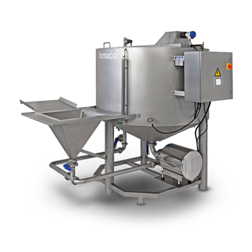 Industrial brine mixers for meat and poultry processing