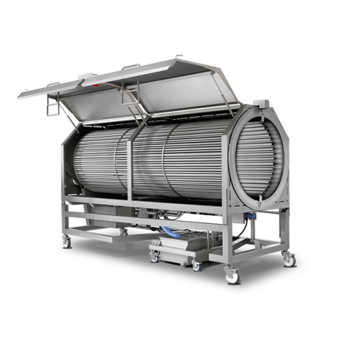 Continuous tumblers for brine injection processes