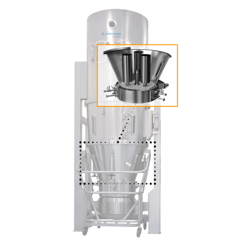 Wurster coating system for fine powders and pellets