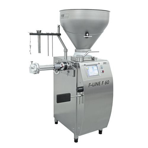 Continuous vacuum stuffer for efficient filling and portioning