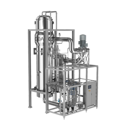 Compact plate evaporator for temperature-sensitive products