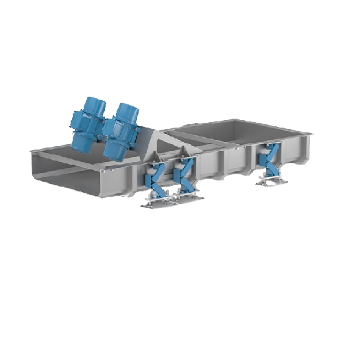 Industrial vibrating table for uniform product transport