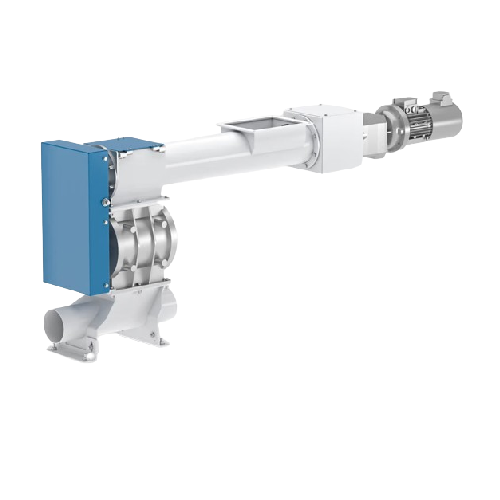 Continuous raw material distribution screw doser