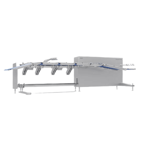 Belt loader for slicing and packaging lines