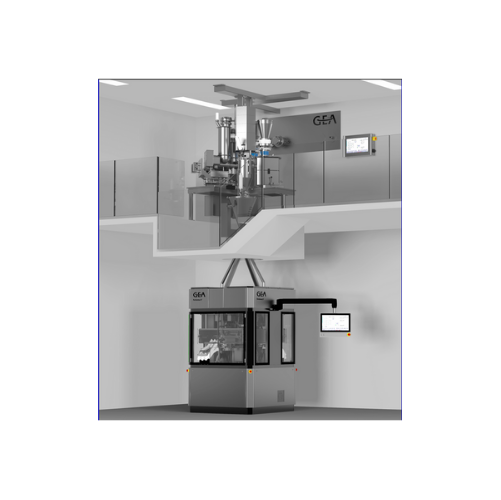 Continuous direct compression line for pharmaceuticals