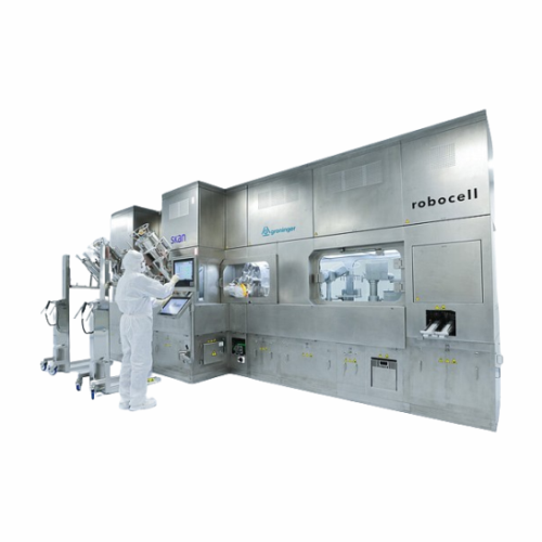 Gloveless robotic filling cell for aseptic pharmaceutical processing