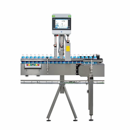 Compact full product inspection system for pharmaceuticals