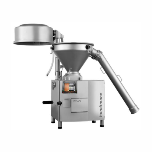 High vacuum filler for cooked ham with whole muscle pieces