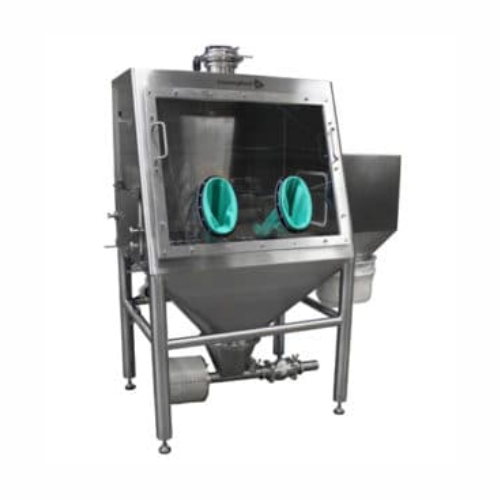Dust-control sack tip station for industrial loading