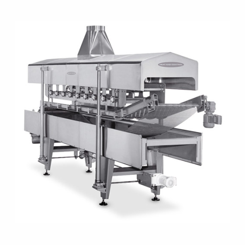 Oil curtain fryer for snack production