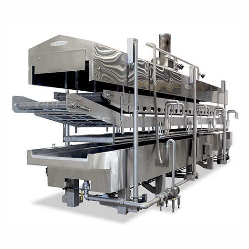 Thermal fluid heated fryer for prepared foods