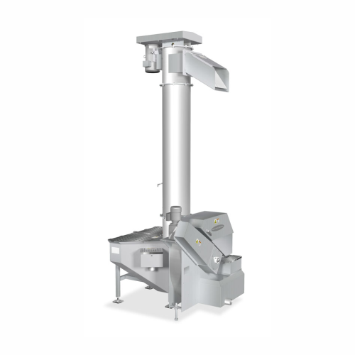 Vertical screw elevator for potato processing