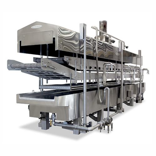 Snack food fryer with consistent thermal fluid heating