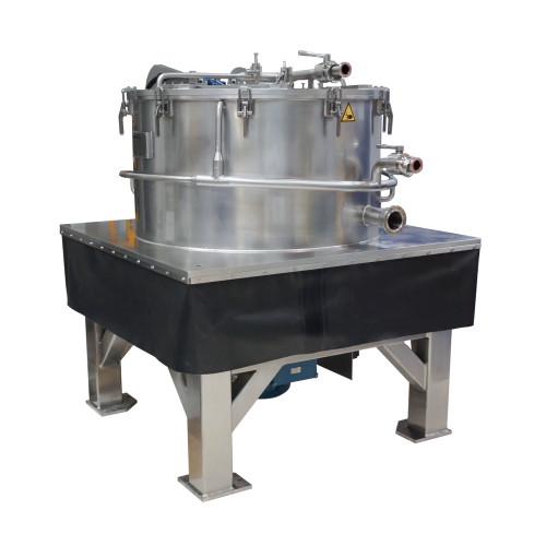 Top discharge centrifuge for pharmaceutical production