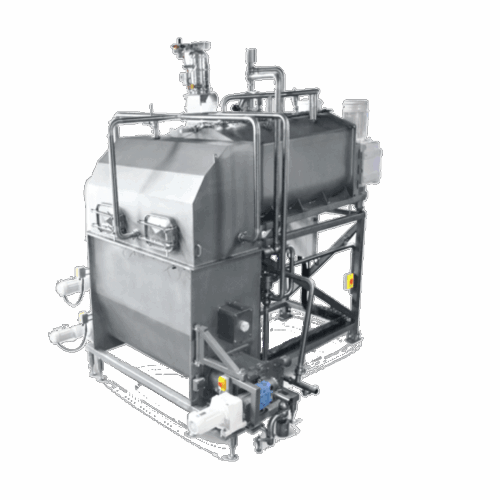 Twin ribbon blender for processed cheese and meat products