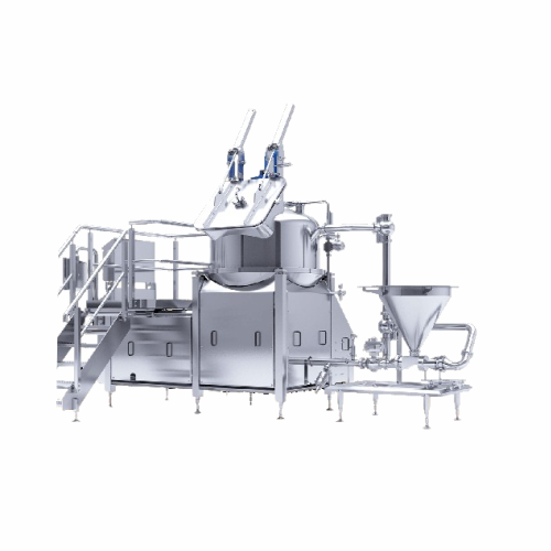 Lump-free emulsifier and steam batch cooker for processed cheese