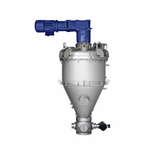 Conical paddle vacuum dryer for powders and granules