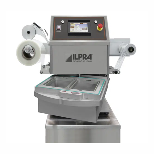 Traysealer for food packaging with rotating table