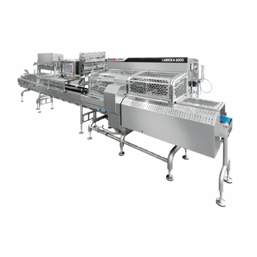 Flow wrapping system for hygienic food packaging