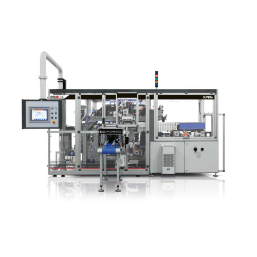 High-speed tissue wrapper for bath and kitchen towel rolls