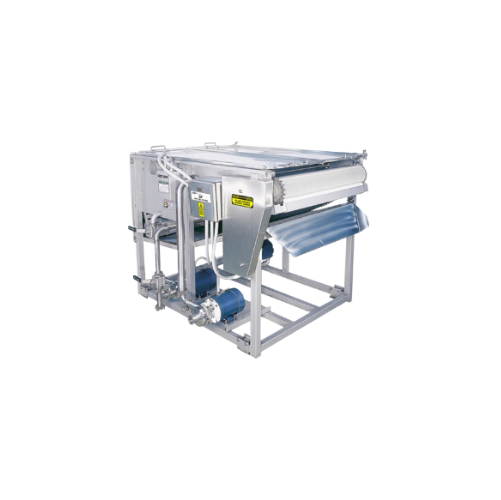 Force flow hot oil filter for food processing