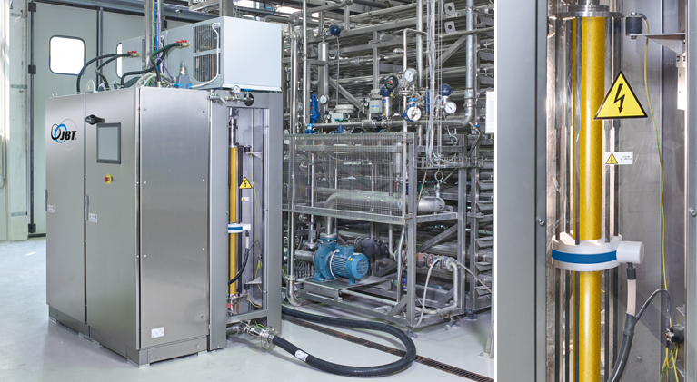 Ohmic heat exchanger for high viscosity foods