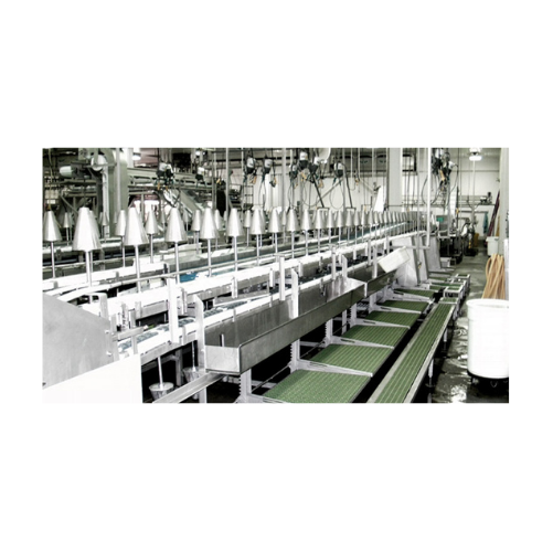 Cone line for turkey front-half cut-up