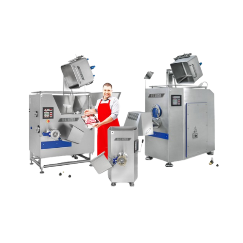 Mixer grinders for meat processing