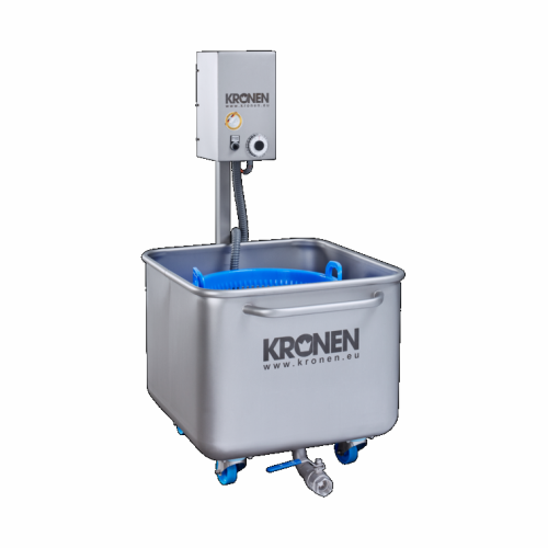 Mobile batch blower washing unit for salads and vegetables
