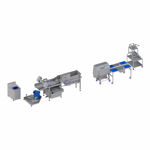 Processing line for lettuce, vegetables, and fruit