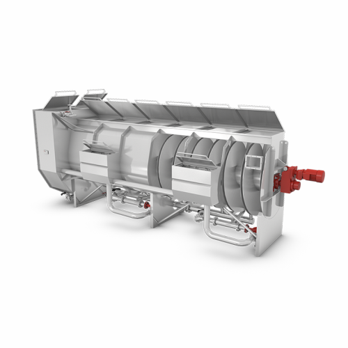 Screw type blancher for potato products